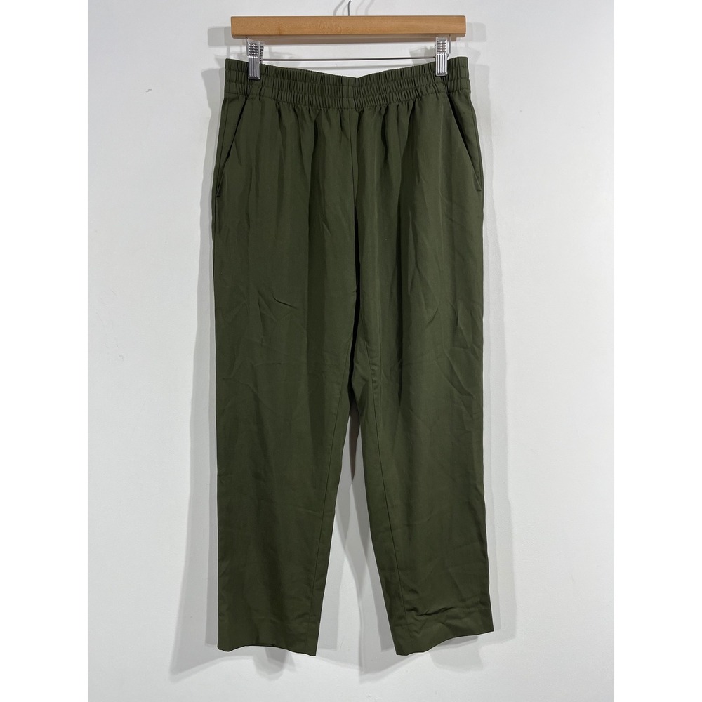 Everlane Heritage Quiet Luxury Olive Green 100% Wool Pull On Tapered Pants 6